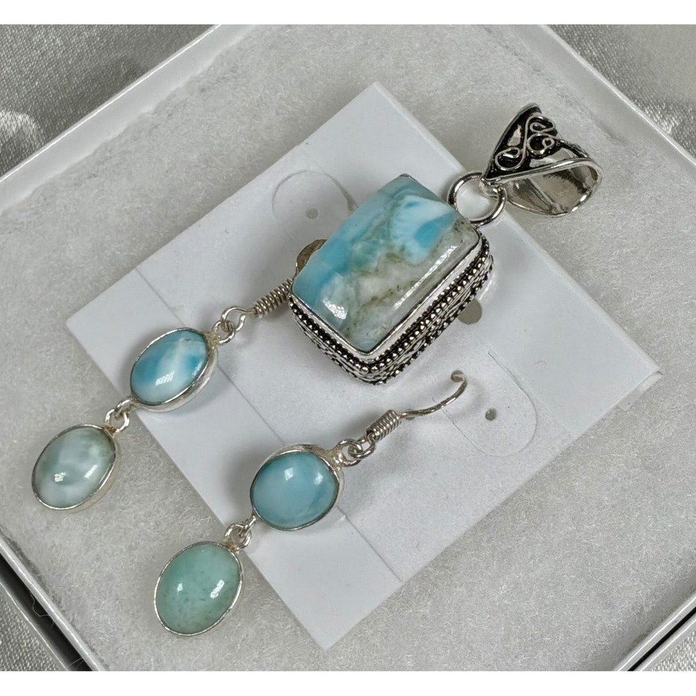 Larimar Pendant & Earring Gift Set —‎ Limited Edition